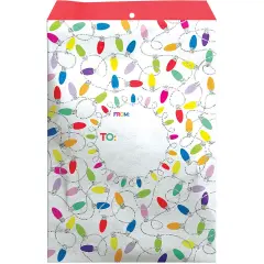 Pack/6: Christmas Lights White Theme Mailing Envelope - 6 x 1/2 x 9-1/2"