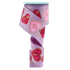 2.5" Heart Locks Ribbon: Lavender (10 Yards)