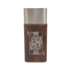 Cigar Case with Cutter - Queen of Hearts - Leather Rustic/Silver