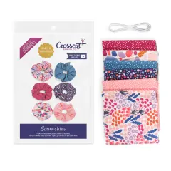 Crosscut Sewing Co.&reg; Scrunchie Sewing Project Kit for Beginners with Fabric, Instructions and Video Agnes floral