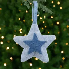 Northlight Plush Double Felt Star Christmas Ornament - 6.25" -Blue