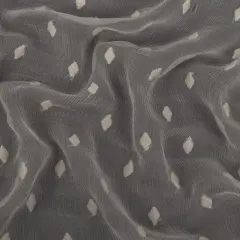 1 Yard Pristine Embroidered Diamonds Crinkled Silk Chiffon Fabric, 50 Inches Wide