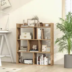 7 Cubes Open-back Bookshelf with Anti-Toppling Devices-Natural