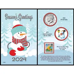 2024 Snowman Coin and Stamp Collectible Greeting Card