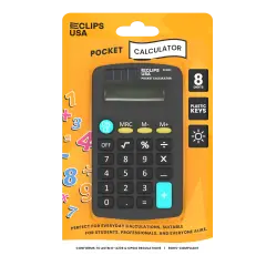 Pocket Calculator, 8 Functions, Solar Powered &ndash; 36 Ct