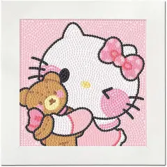 Cute 5D Diamond Art Kits with Wooden Frame,(Pink Kitty)