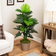 Northlight Potted Philodendron Selloum Artificial Plant - 47" Green