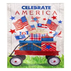 Vintage Patriotic Wagon Garden Flag 2 Sided