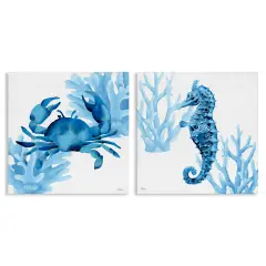 Stupell Industries Crab & Seahorse Abstractions 2pc Canvas Set By Cat Thurman Designs
