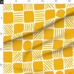 Various Fabrics by the Yard or Fat Quarter Patchwork Geometric Brush Strokes Cheater Quilt Squares Circles Sun Stripes Summer Yellow Minimalist Custom Printed Fabric by Spoonflower