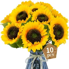 10 Pcs 4 Inch Artificial Sunflowers with Stems Bouquet