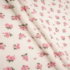 1 Yard Double Knit Cozy Digital Ditsy Printed Fabric Soft Stretch Knit 56/57 Inch Wide IVORY/ROSE