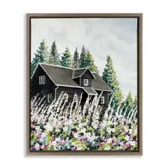 Stupell Industries Cabin Hidden By Garden Blooms Floating Frame By Cindy Jacobs