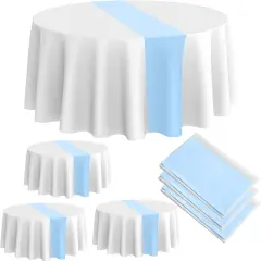 Round Plastic Disposable Tablecloth 84 Inch Stain and Wrinkle Resistant