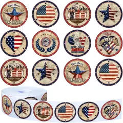 1000Pcs Patriotic Stickers 4th of July Retro Round Decal Stickers(Multicolor)