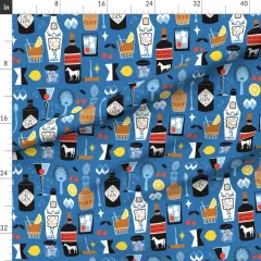 Various Fabrics by the Yard or Fat Quarter Retro Cocktails Bartending Novelty Mcm Midcentury Modern Spirits Bartender Olives Lemons Bar Cart Restaurant Kitchen Shot Glass Whiskey Gin Custom Printed Fabric by Spoonflower