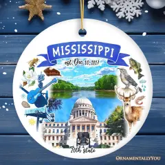 Artistic Mississippi State Themes and Landmarks Christmas Ornament