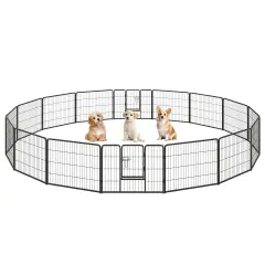 Black Metal Dog Playpen with Lockable Door and Customizable Size Options