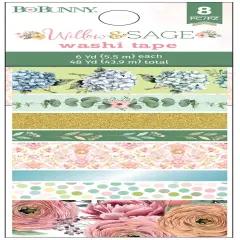 BoBunny Washi Tape 8/Pkg-Willow & Sage