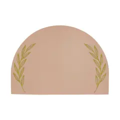 Eucalyptus Embroidered Leatherette Placemat - Set of 4 Muted Pink