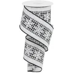 2.5" Snowflakes Check Ribbon: White (10 Yards)