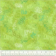Green Lime Noteworthy Aspirations 44"/45 Fabric Per Yard