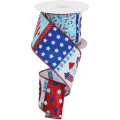 2.5" Patriotic Block Ribbon: White (10 Yards)