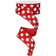 1.5" Large Polka Dot Ribbon: Red/White (10 Yards)