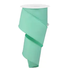 2.5" Diagonal Weave Fabric Ribbon: Mint Green (10 Yards)