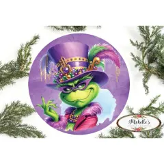Mardi Gras Green Monster Round Sign