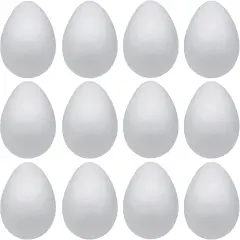 Foam Eggs 12pcs 4.72 Inch (12cm) White Craft Polystyrene Eggs Smooth for Spring Easter