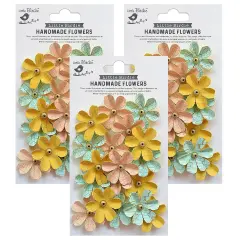 Pack of 3 - Little Birdie Zoey Washed Paper Flowers 18/Pkg-Sunshine And Lemonade