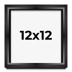 Square Minimalist Shadow Box Black Picture Frame - UV Acrylic, Backing, Hanging Hardware
