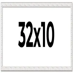 Panoramic Textured White Picture Frame - UV Acrylic, Foam Board Backing, Hanging Hardware