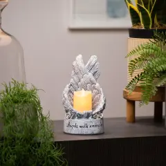Northlight Heavenly Wings Angels Walk Among Us Flameless Candle Holder - 8" Gray