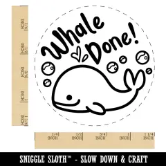 Whale Well Done Teacher Student School Self-Inking Rubber Stamp Ink Stamper for Stamping Crafting Planners Black