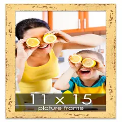 Shabby Chic Yellow Picture Frame - UV Acrylic, Foam Board Backing, Hanging Hardware