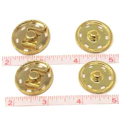 Brass Metal Snaps Sew On 6 Hole 1 1/4" Wide