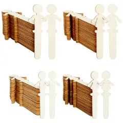 100 Pack Unfinished People Shaped Craft Sticks, Wooden Popsicle Sticks for DIY Projects Brown