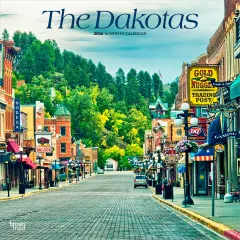 The Dakotas | North Dakota & South Dakota Places | 2026 12 x 24 Inch (Hanging) Monthly Square Wall Calendar | Plastic-Free