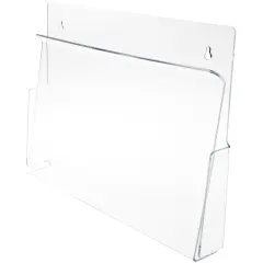 Plymor Clear Acrylic Pinch-Style Large Literature Holder (Wall Mount), Fits Documents Up to 15" Wide