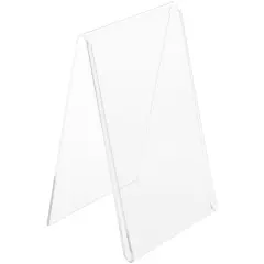 Plymor Clear Acrylic Folded A-Frame Holder for 1 Sign or Photo, 5.5" H x 3.5" W x 3" D