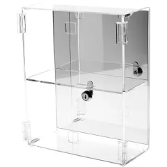 Plymor Clear Acrylic Rectangular Locking Display Case, 1 Shelf (Mirrored)
