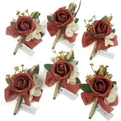6 pcs Groom & Groomsmen Boutonniere Set