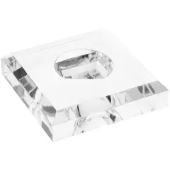 Plymor Clear Acrylic Square Display Base with Indented Circle to Hold Egg, Marble, Ball or Sphere, 3" W x 3" D x 0.75" H (1.5" Circle)
