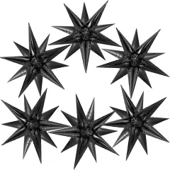 72 Pcs Black Star Balloons Foil Explosion Balloons Magic 12 Point Star Cone Balloon Arch Garlands Large for Birthday Wedding Anniversary Graduation Halloween Party Decorations Backdrops