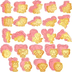Animal Cookie Cutters with Plunger Stamps Set 24 Pieces