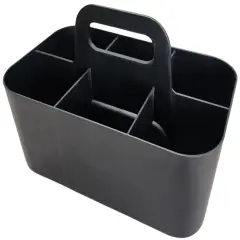 Enjoy Organizer Small Stackable and Portable Simple 6-Compartment Art Caddy - Made In USA Black