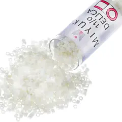 Miyuki Delica Seed Beads &ndash; Size 11/0 (1.6 mm), DB0352, Matte Opaque Glazed Luster Ivory, 7.2 g, Approx. 1440 Beads, Made in Japan