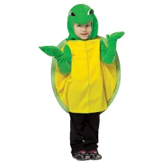 Turtle Toddler Costume Green Yellow Shell Tunic with Headpiece and Gloves